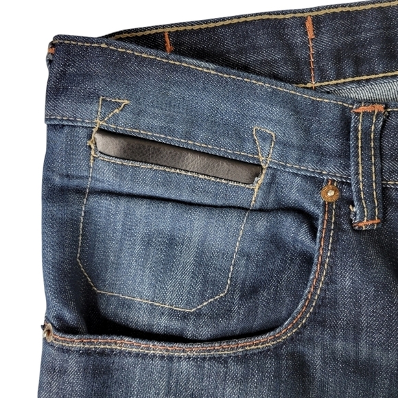 Mecca Jeans Men Size 38X34 38X31 Slim Fit Leather Trim Embroidered Dark Wash Y2K - Picture 4 of 9